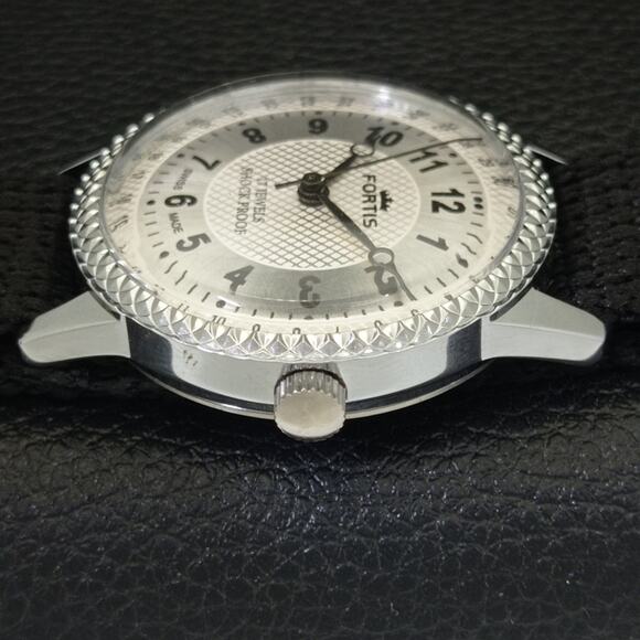Vintage 1987 Fortis Manual Mens Silver Watch W/Nato Strap & Black accents - Picture 5 of 9